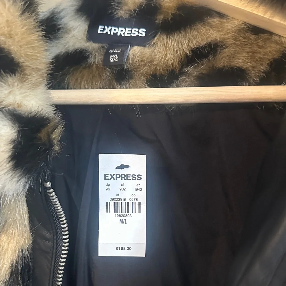 Express Leopard Print Faux Fur Coat - Picture 2 of 3
